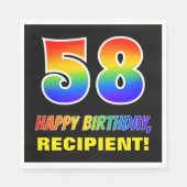 58e verjaardag: Vet, Vun, eenvoudig, regenboog 58 Servet (Voorkant)