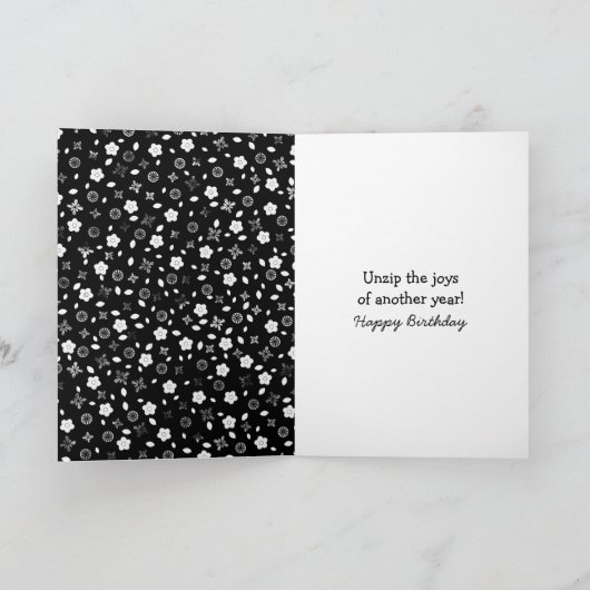 58e verjaardag Zipper op de bloemen Kaart (Binnen)