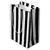 58e verjaardag Zwart en wit gestreept Medium Cadeauzakje (Achterkant Gekanteld)