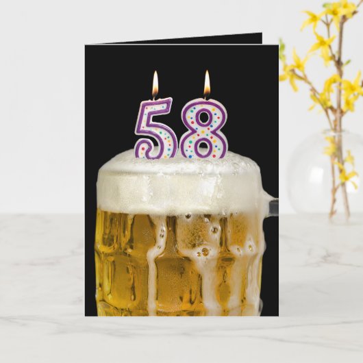 58e verjaardag zwarte bier kaart (Gele Bloem)
