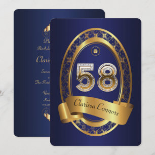 58e, verjaardagsfeest vrouw man, elegante kleur kaart