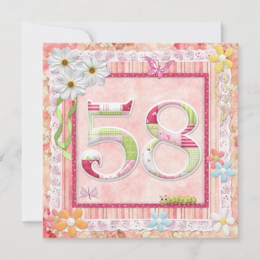 58e verjaardagsfeeststijl kaart (Voorkant)