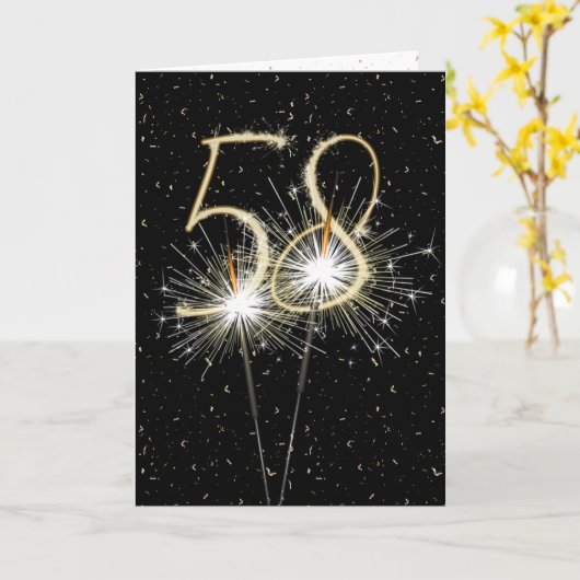 58ste bruiloft sparklers kaart (Gele Bloem)