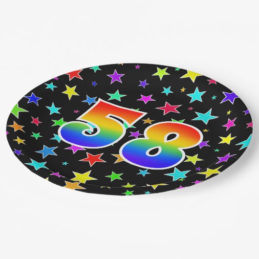 58ste Evenement: Vet, Leuk, Kleurrijke Regenboog 5 Papieren Bordje (Gekanteld)