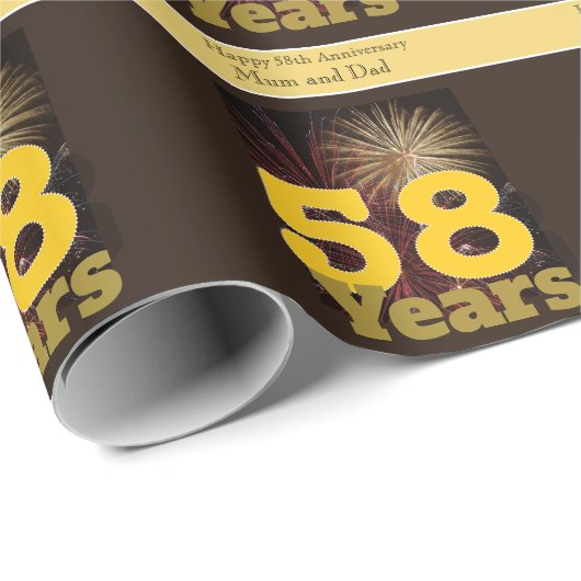 58ste Jubileum voor bruiloft Cadeaupapier (Rol Hoek)