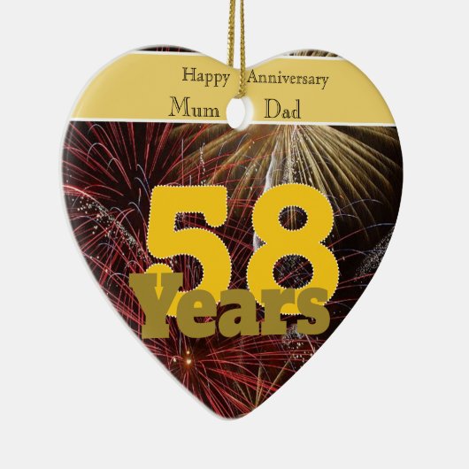 58ste Jubileum voor bruiloft Keramisch Ornament (Rechts)