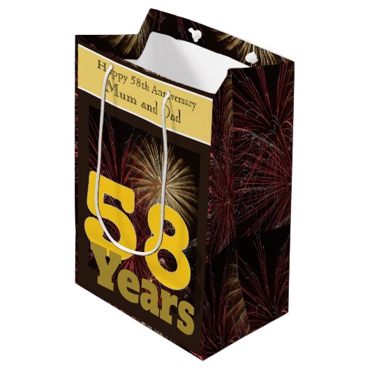 58ste Jubileum voor bruiloft Medium Cadeauzakje (Voorkant Gekanteld)