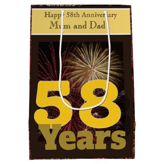 58ste Jubileum voor bruiloft Medium Cadeauzakje (Achterkant)