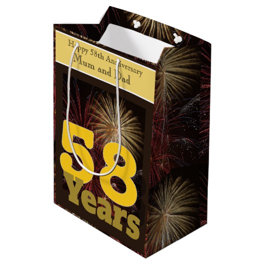 58ste Jubileum voor bruiloft Medium Cadeauzakje (Achterkant Gekanteld)