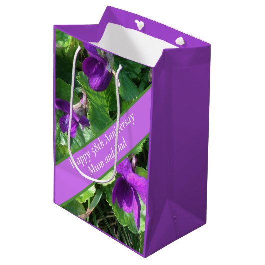 58ste Jubileum voor bruiloft Medium Cadeauzakje (Voorkant Gekanteld)