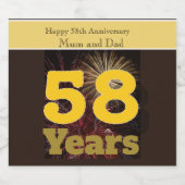 58ste Jubileum voor bruiloft Sparkling Wijnetiket (Enkel label)