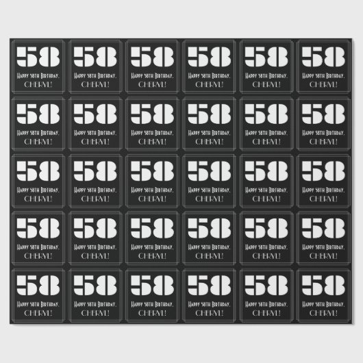 58ste verjaardag: Art Deco geïnspireerd look "58"  Cadeaupapier (Vlak)