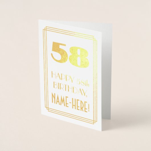 58ste verjaardag: Art Deco geïnspireerd look "58"  Folie Kaarten (Voorkant)