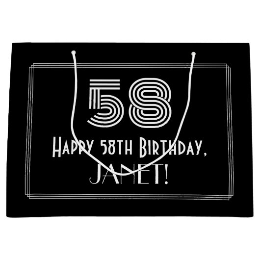 58ste verjaardag — Art Deco geïnspireerde look "58 Groot Cadeauzakje (Voorkant)