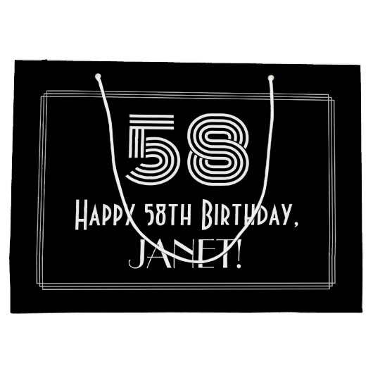 58ste verjaardag — Art Deco geïnspireerde look "58 Groot Cadeauzakje (Achterkant)