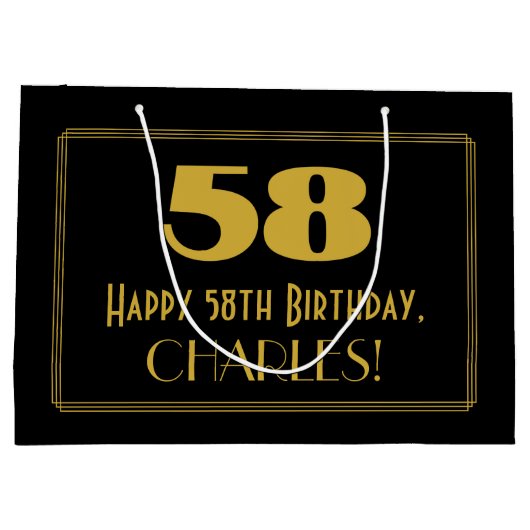 58ste verjaardag — Art Deco geïnspireerde look "58 Groot Cadeauzakje (Achterkant)