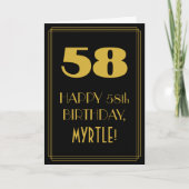 58ste verjaardag ~ Art Deco Geïnspireerde look "58 Kaart (Voorkant)