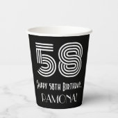 58ste verjaardag — Art Deco Geïnspireerde look "58 Papieren Bekers (Achterkant)