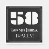 58ste verjaardag: Art Deco geïnspireerde look "58" Servet (Voorkant)