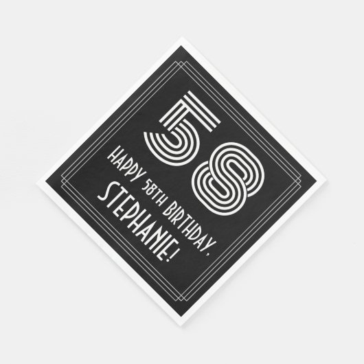58ste verjaardag: Art Deco geïnspireerde look "58" Servet (Hoek)