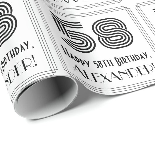 58ste verjaardag: Art Deco geïnspireerde stijl "58 Cadeaupapier (Rol Hoek)