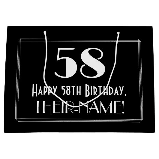 58ste verjaardag: Art Deco geïnspireerde stijl "58 Groot Cadeauzakje (Voorkant)