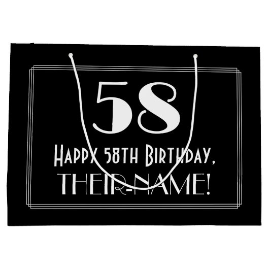 58ste verjaardag: Art Deco geïnspireerde stijl "58 Groot Cadeauzakje (Achterkant)