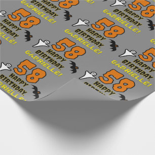 58ste verjaardag: griezelig Halloween-thema, aange Cadeaupapier