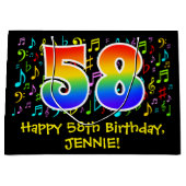 58ste verjaardag - Kleurrijke muzieksymbolen, Rain Groot Cadeauzakje (Voorkant)