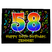 58ste verjaardag - Kleurrijke muzieksymbolen, Rain Groot Cadeauzakje (Achterkant)