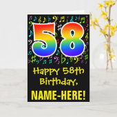 58ste verjaardag: kleurrijke muzieksymbolen + rege kaart (Gele Bloem)