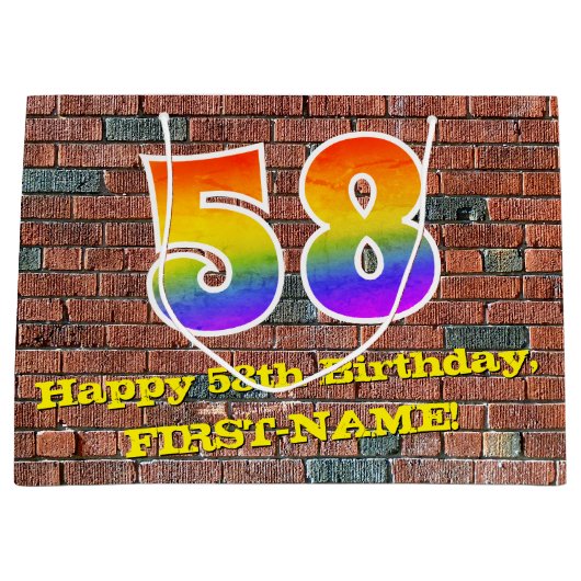 58ste verjaardag: Leuk, op graffiti geïnspireerd r Groot Cadeauzakje (Voorkant)