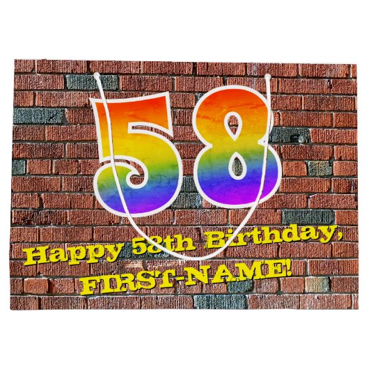 58ste verjaardag: Leuk, op graffiti geïnspireerd r Groot Cadeauzakje (Achterkant)