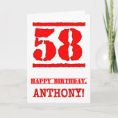 58ste verjaardag: Leuk, Rood Rubber Stamp geïnspir Kaart (Voorkant)