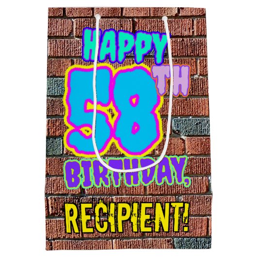 58ste verjaardag: Leuk, Urban Graffiti geïnspireer Medium Cadeauzakje (Achterkant)