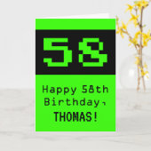 58ste verjaardag: Nerdy / Geeky stijl "58" en naam Kaart (Gele Bloem)