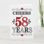 58ste verjaardag Proost in rood wit zwart patroon Kaart (Voorkant)