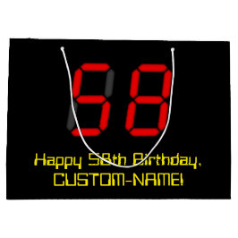 58ste verjaardag: Rode digitale klok stijl "58" +  Groot Cadeauzakje