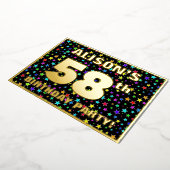 58ste verjaardag van de geboorte - Fun, kleurrijk  Folie Uitnodiging (Gedraaid)