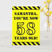 58ste verjaardag: vun Stencil Style Text, aangepas Kaart (Gele Bloem)