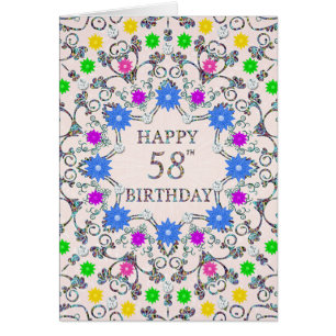 58th Birthday Abstract Flowers
