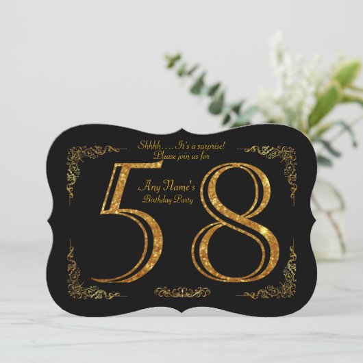 58th, Birthday party 58th, geweldige Gatsby, zwart Kaart (Staand voorkant)