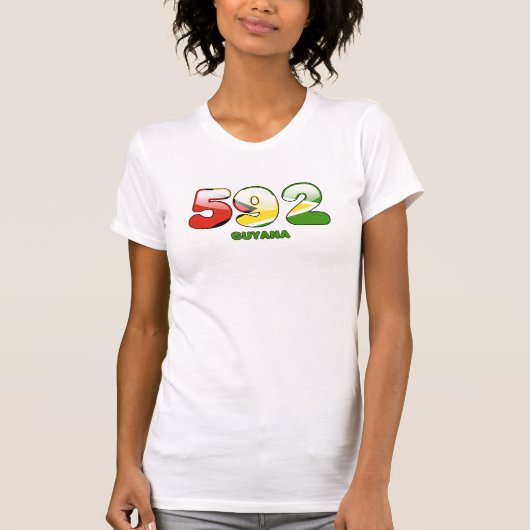 592 Netnummer voor Guyana T-shirt (Voorkant)