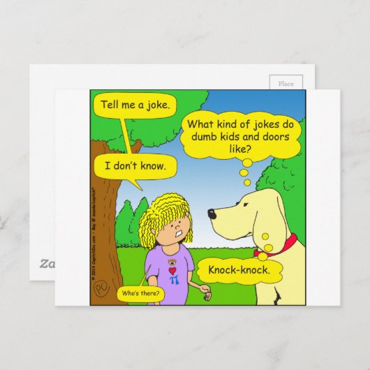 593 domme kinder en deur grap cartoon briefkaart (Voorkant / Achterkant)