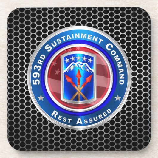 593rd Sustainment Command “Rust in vrede” Bier Onderzetter (Voorkant)