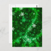 597 DEEP RICH GREENS WHITE WINTER FROST SNOWFLAKES BRIEFKAART (Voorkant / Achterkant)