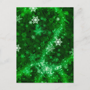 597 DEEP RICH GREENS WHITE WINTER FROST SNOWFLAKES BRIEFKAART