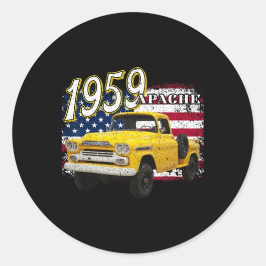 59 Apache Truck 4 juli Amerikaans Ronde Sticker (Voorkant)