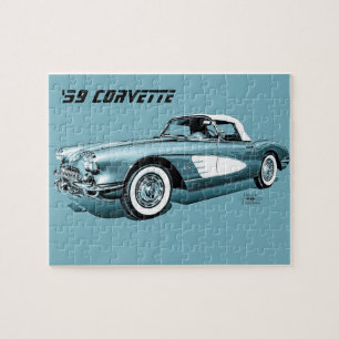 59 Corvette Blue Background Legpuzzel
