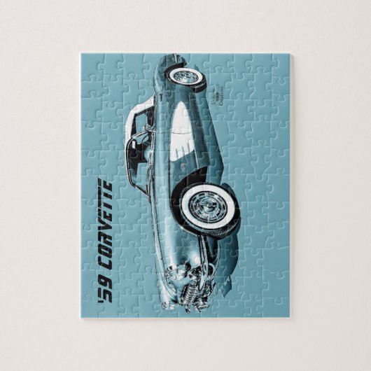 59 Corvette Blue Background Legpuzzel (Verticaal)